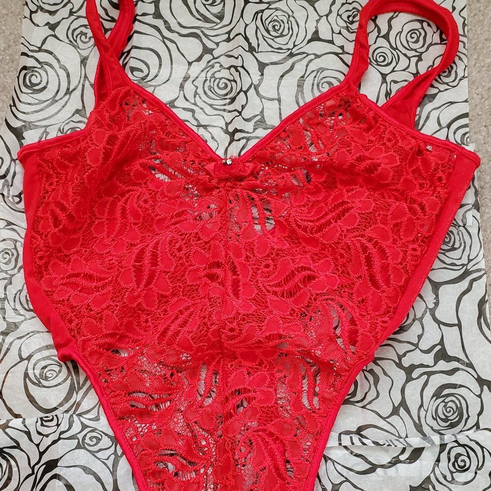 Red Lace Teddy by Mara Size M